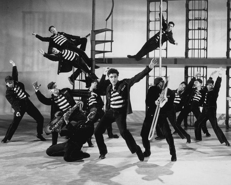 Elvis Presley performs "Jailhouse Rock" in the 1950s