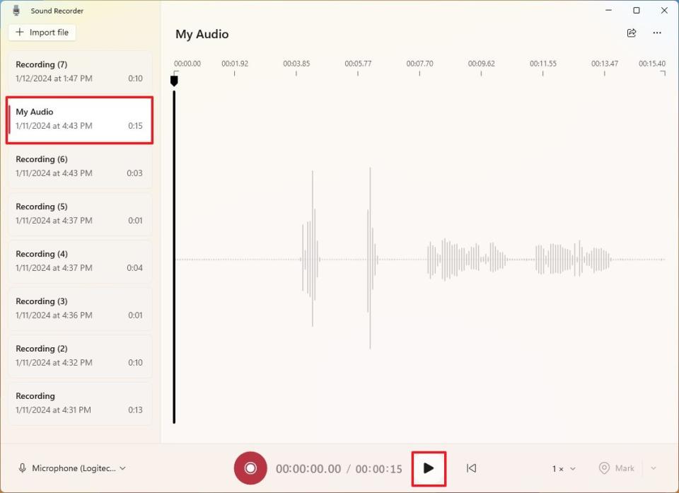 Audio recording playback