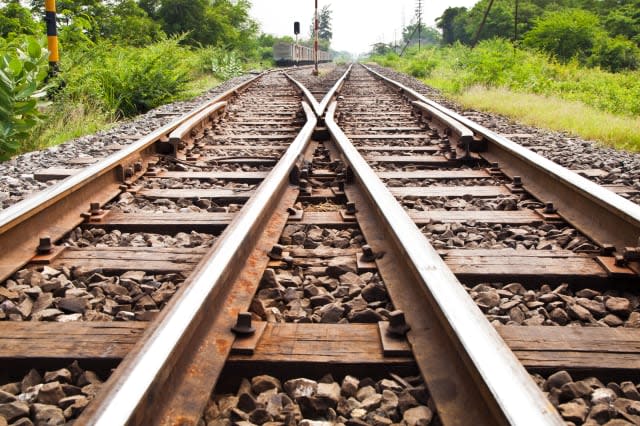 line of railway crossing in...