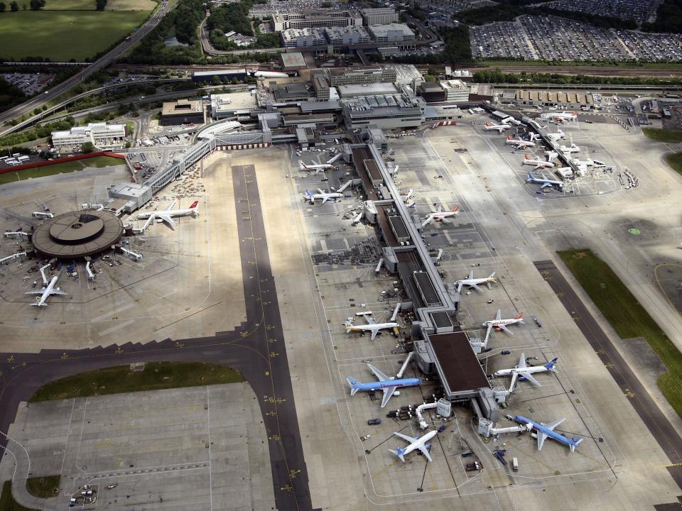 An aerial view of London Gatwick Airport.