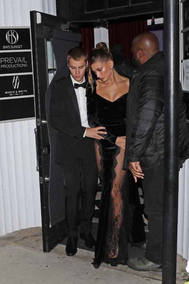 hailey bieber black velvet dress