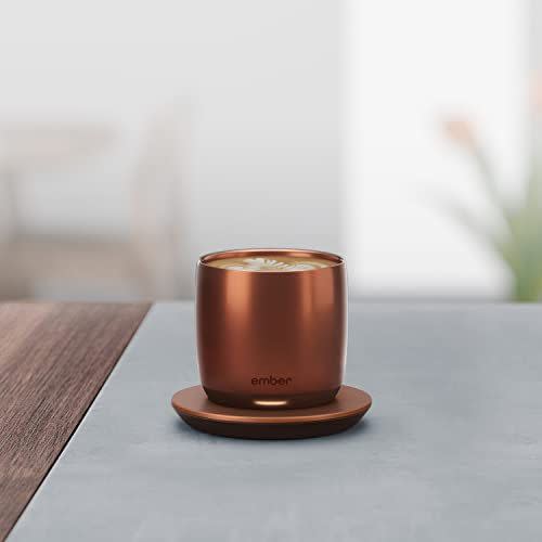 14) Ember Temperature Control Smart Cup, 6 oz, Copper, App Controlled Heated Coffee Cup, Ideal for Espresso-Based Drinks such as Cappuccinos, Cortados, and Flat Whites