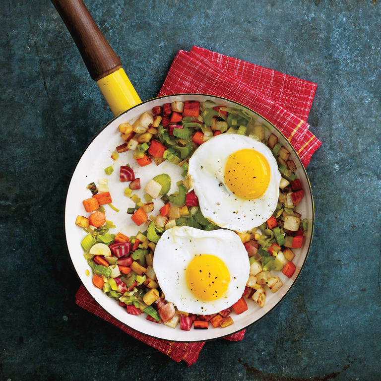 Root Vegetable Hash with Fried Eggs