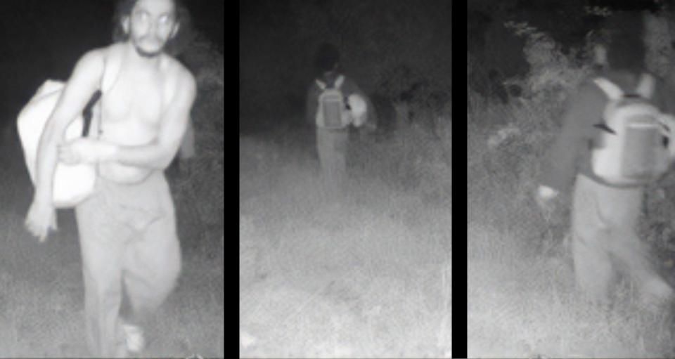 Danelo Cavalcante, a convicted killer, is shown on a trail camera Monday night in Longwood Gardens, several miles south of the Chester County Prison.