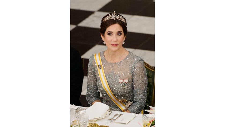 Mary wore a rarely-seen tiara to a gala dinner at the Christiansborg Palace last November