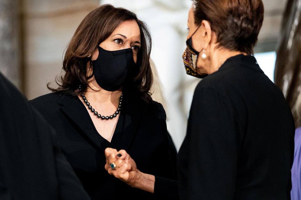 Harris attends a memorial service in honor of the U.S. Supreme Court Associate Justice Ruth Bader Ginsburg on Sept. 25. (Photo: POOL New / Reuters)