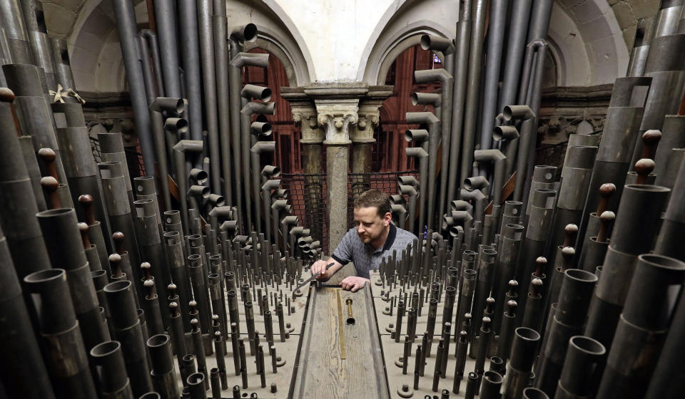 Canterbury Cathedral’s organ being tuned