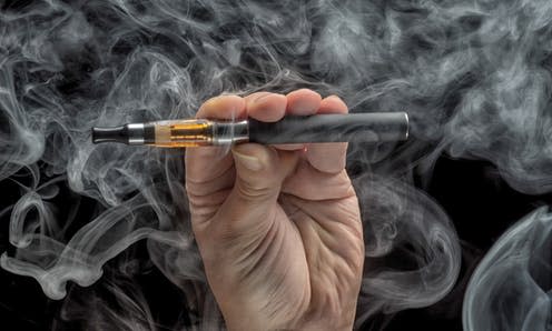 <span class="caption">Bad science is clouding the issue.</span> <span class="attribution"><a class="link " href="https://www.shutterstock.com/image-photo/hand-holding-electronic-cigarette-over-dark-237371161" rel="nofollow noopener" target="_blank" data-ylk="slk:Oleg GawriloFF/Shutterstock;elm:context_link;itc:0;sec:content-canvas">Oleg GawriloFF/Shutterstock</a></span>