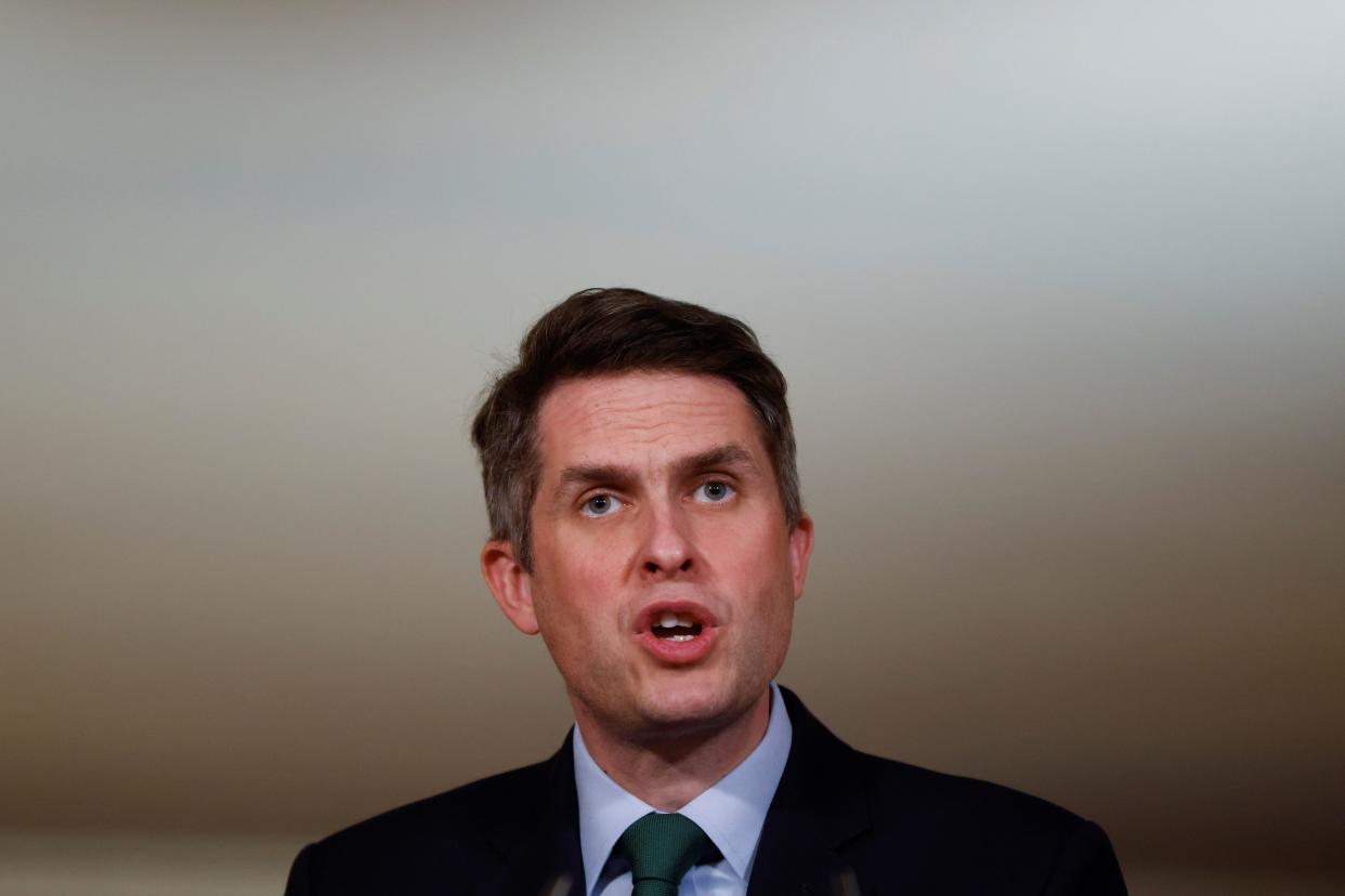 Britain's Education Secretary Gavin Williamson speaks during a virtual press conference inside 10 Downing Street in central London on February 24, 2021. (Photo by JOHN SIBLEY / POOL / AFP) (Photo by JOHN SIBLEY/POOL/AFP via Getty Images)