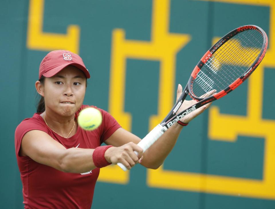 Stanford's Carol Zhao reached the final of the NCAA tournament this year, losing to Jamie Loeb. (AP Photo/Rod Aydelotte)