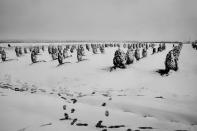 <p>Graveyard for unknown Ukrainian soldiers on the outskirts of Dnipro, Ukraine, April 2017. (Photo: Manu Brabo/MeMo) </p>