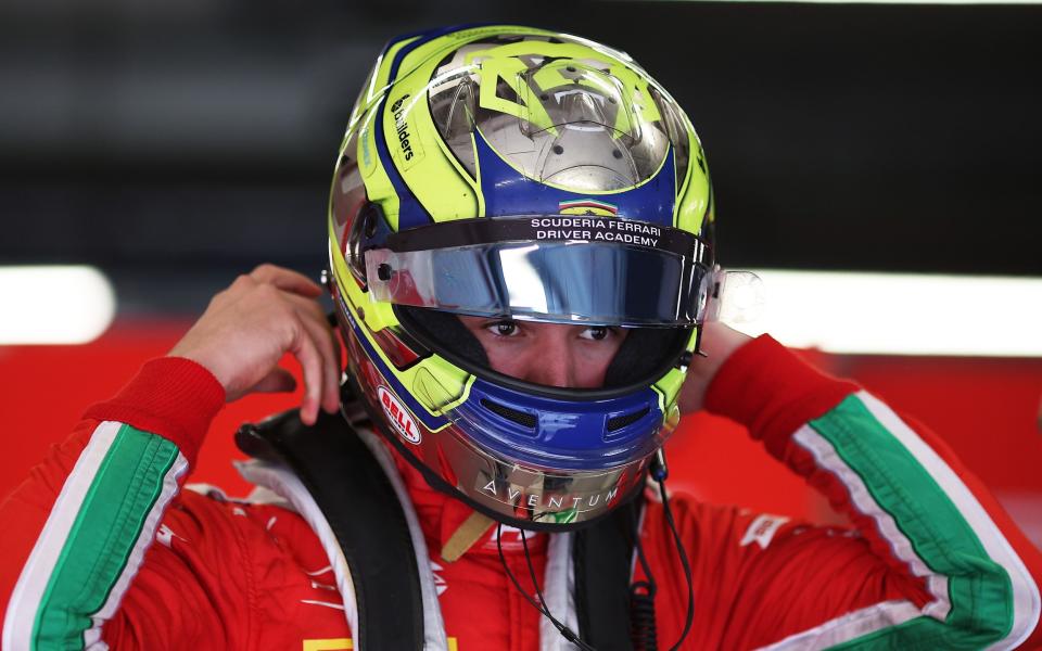 Oliver Bearman of Great Britain and PREMA Racing (3) prepares to drive in the garage during day three of Formula 2 Testing at Circuit de Barcelona-Catalunya on April 25, 2024 in Barcelona, Spain
