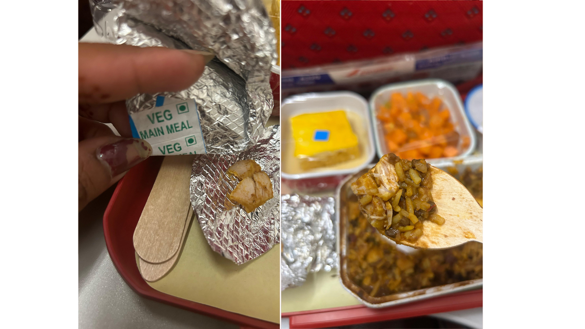 Passenger outraged after airline serves her non-veg meal   (@VeeraJain/X)