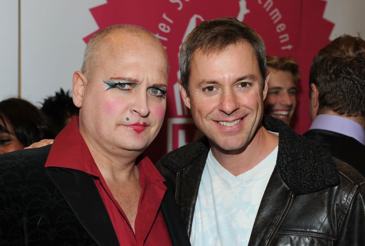 Eddie Driscoll with Mark Edgar Stephens at the opening night of ‘Cinderella’ in North Hollywood in 2010 (Getty Images)