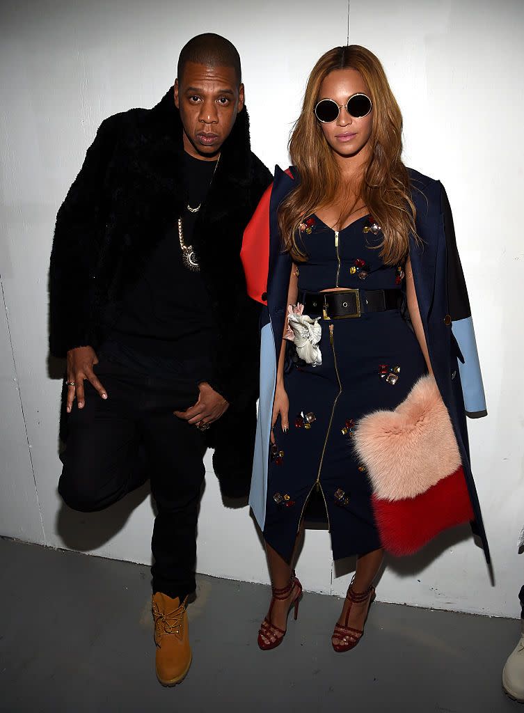 <p>The Carters supported longtime friend and collaborator Kanye West at his Adidas X Yeezy show during NYFW.</p>