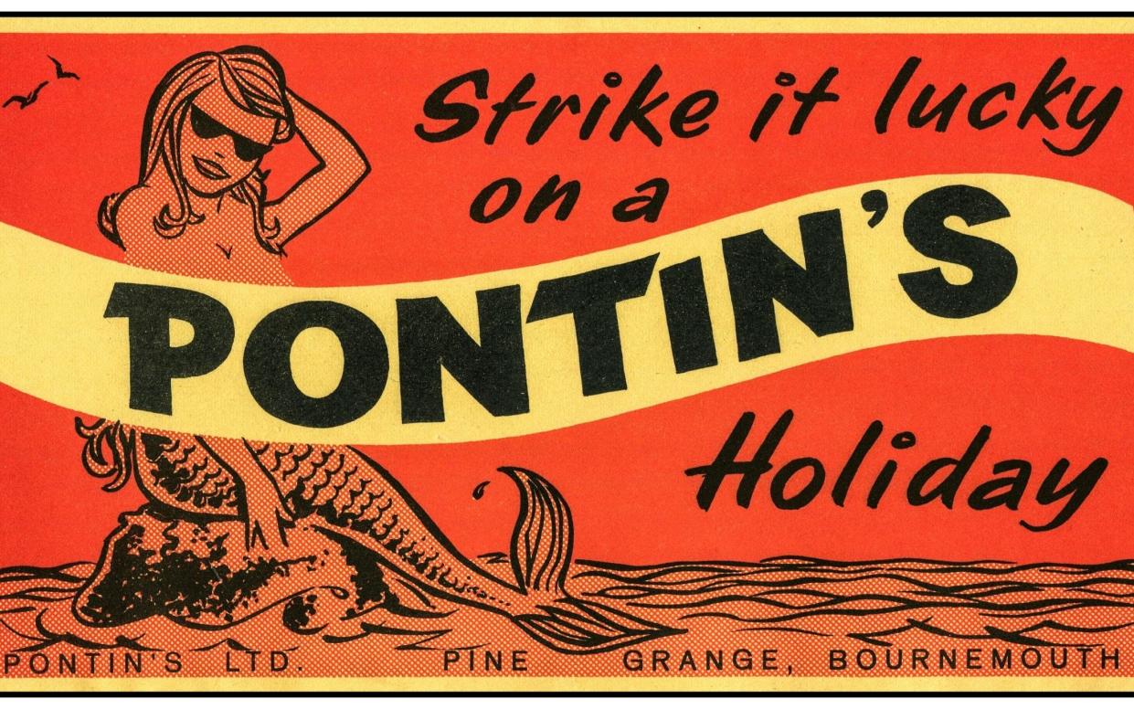 A 1950s matchbox cover reading 'Strike it lucky on a Pontins holiday'