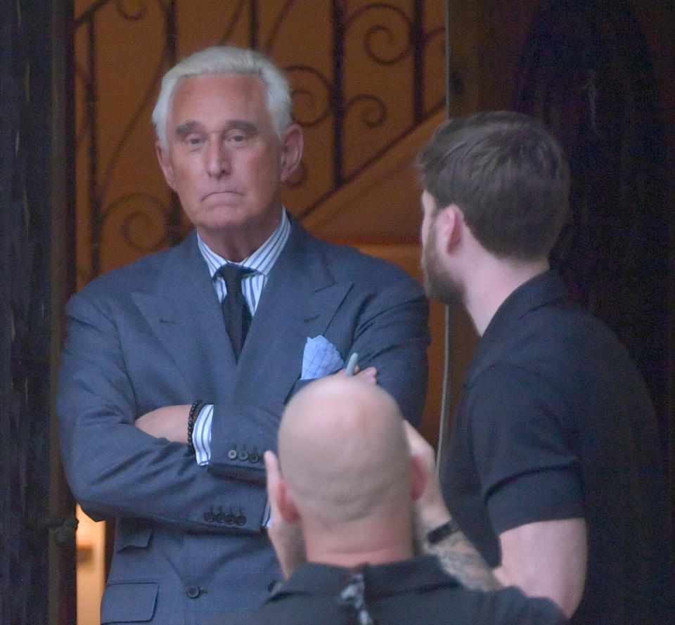 Trump has repeatedly tried to discredit the obstruction and witness tampering conviction of former adviser Roger Stone. (Photo: Hoo-Me.com/MediaPunch/MediaPunch/IPx)