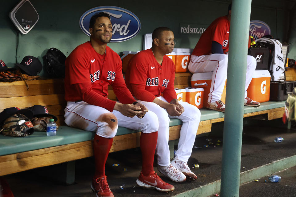 The Red Sox wound up stuck negotiating long-term options with Xander Bogaerts and Rafael Devers in this winter's pressure-packed offseason. (Photo By Winslow Townson/Getty Images)