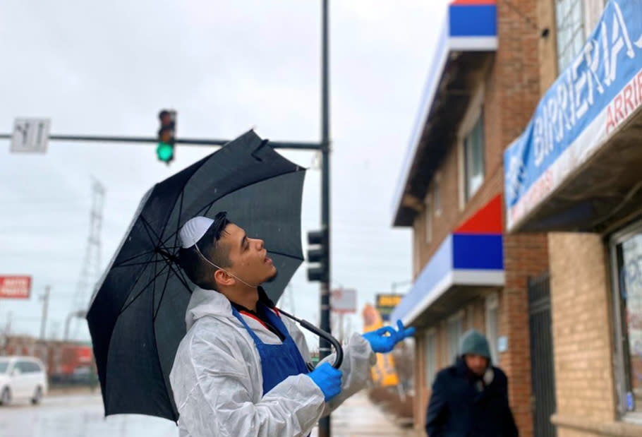 Birrieria Ocotlan employees put on hazmat suits, face masks and gloves to serve customers. (Birrieria Ocotlan)