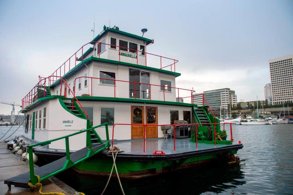 In 1994 the Redmon family purchased the Annabelle, a ferry that once served The Dalles, Ore., in the mid-20th century, and remodeled it into a home. It has sat along the Foss Waterway since as a home for the family. The Redmon’s regular take the 70-foot ship out for excursions around the Puget Sound.