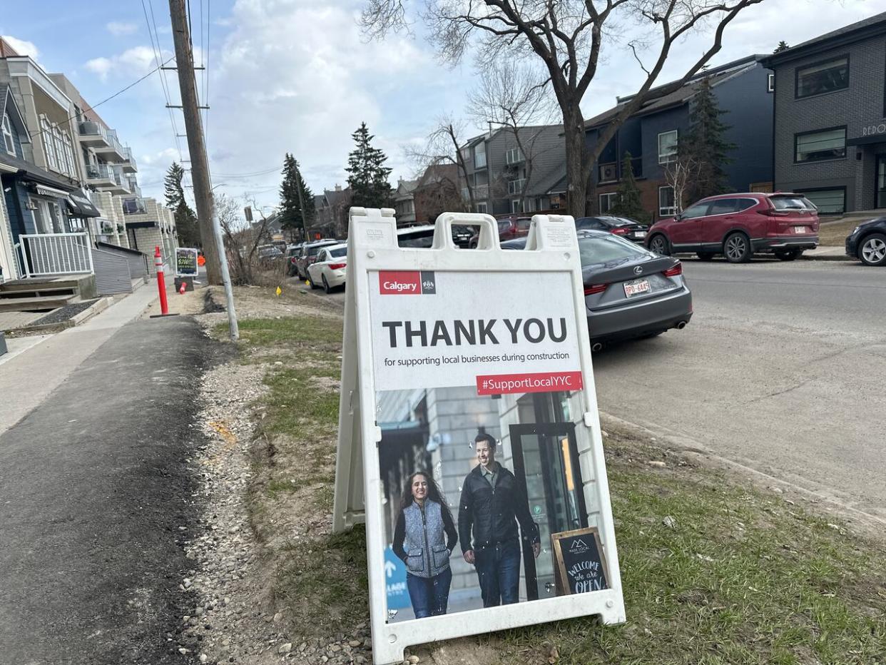 The City of Calgary has extended the timeline for the Marda Loop Main Streets project to summer 2025. The 33rd Avenue section of the project is expected to reach substantial completion this year.  (Natalie Valleau/CBC - image credit)