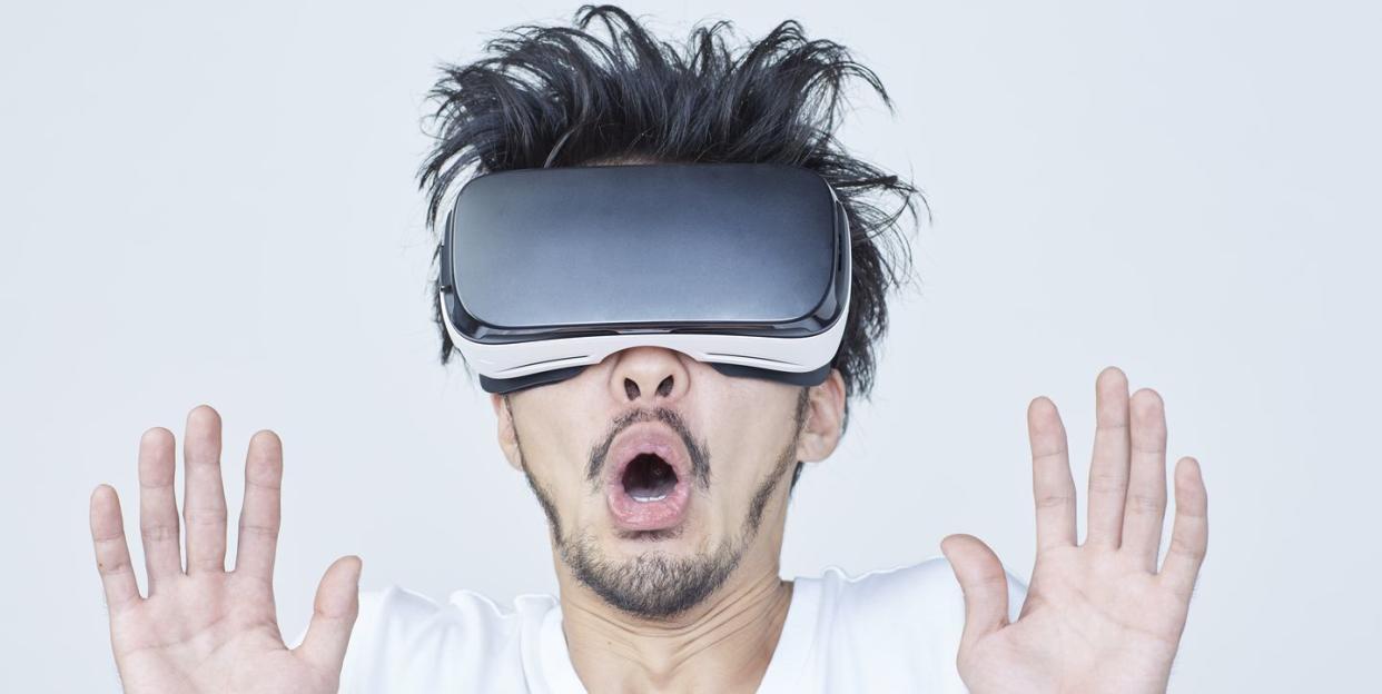 man using a virtual reality headset