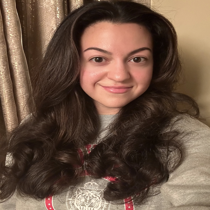 the author showing off her finished hair