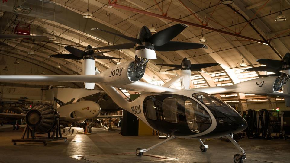 The Joby aircraft could be used to transport security forces airmen to conduct perimeter patrols around the sprawling Edwards Air Force Base, or inspect lake beds used as landing strips. (Joby Aviation)