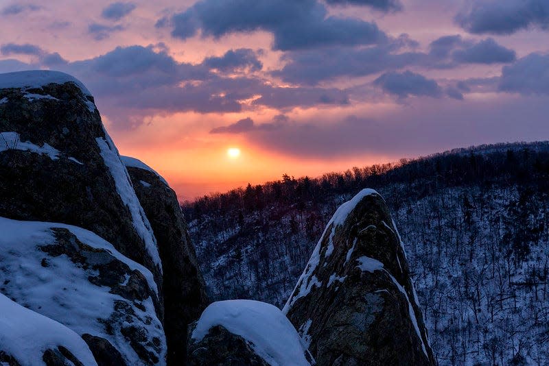A winter sunrise at Hazel Mountain.