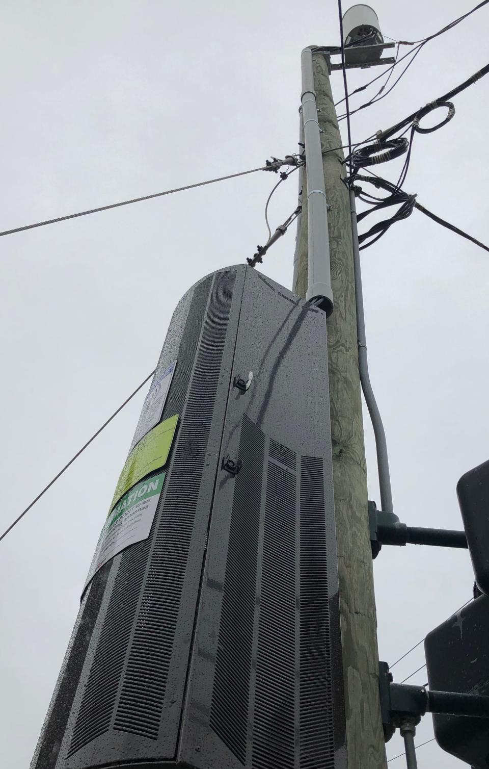 Verizon has installed a "small cell" tower on a pole at the corner of Hilliard and South French Broad. The equipment expands capacity for online internet services.