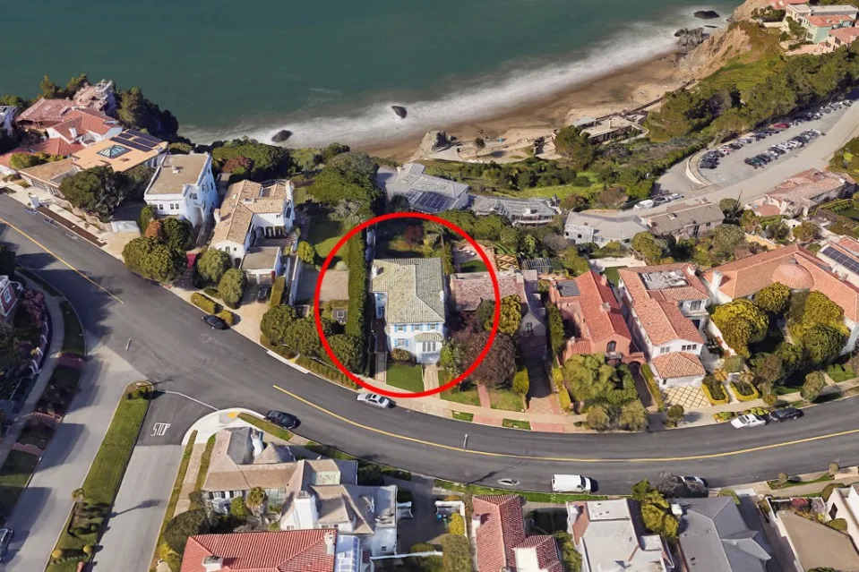 The home at Camino Del Mar, San Francisco has changed hands to new owners for the first time in more than three decades. Google Maps