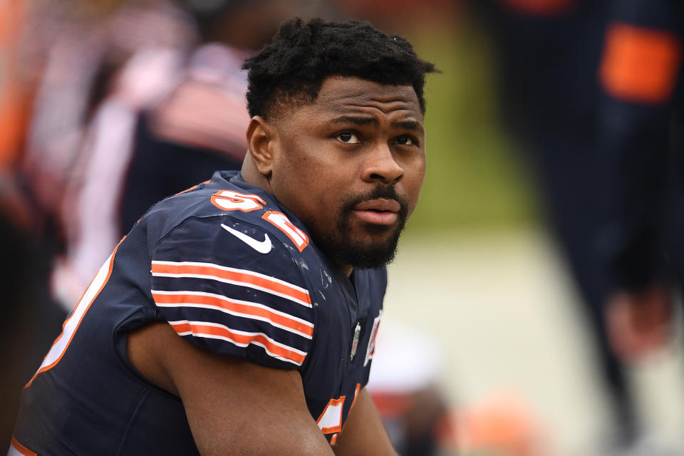 Khalil Mack of the Chicago Bears watches during a game against the New York Giants at Soldier Field on Nov. 24, 2019 in Chicago, Illinois. | Stacy Revere—Getty Images