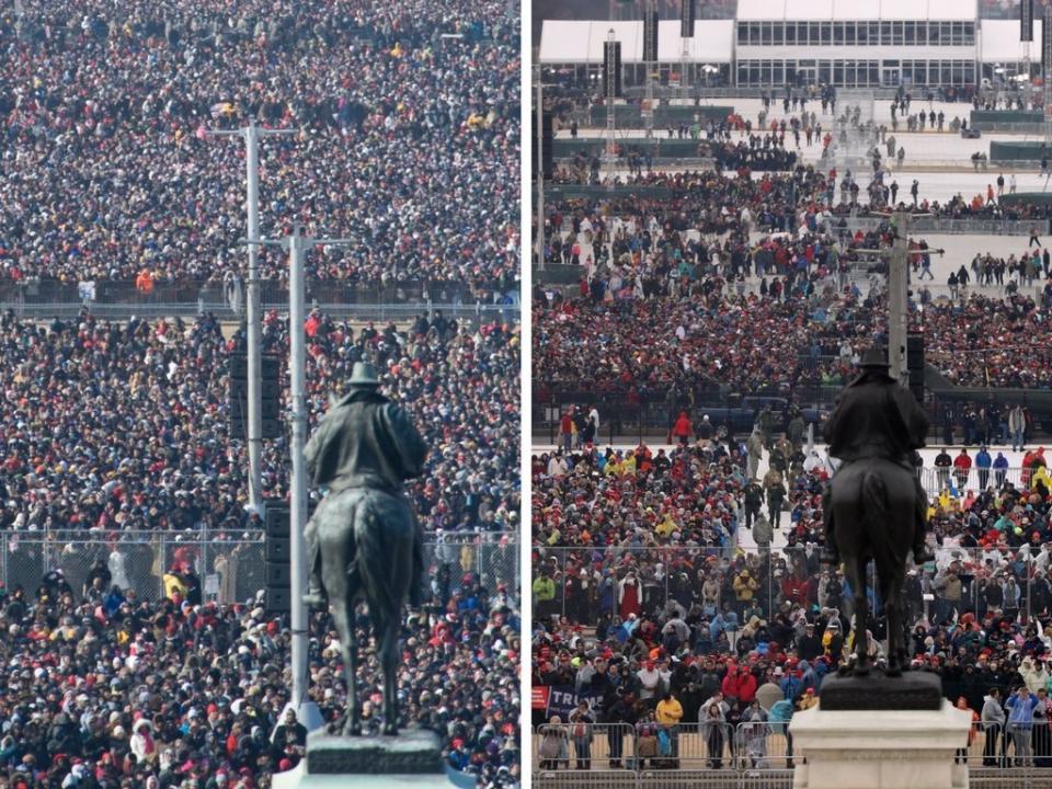Barack Obama's Inauguration &nbsp;(left), Donald Trump's&nbsp;Inauguration (right).