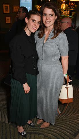 <p>Dave Benett/Getty</p> Princess Beatrice and Princess Eugenie at Royal Albert Hall in London on April 11, 2024.