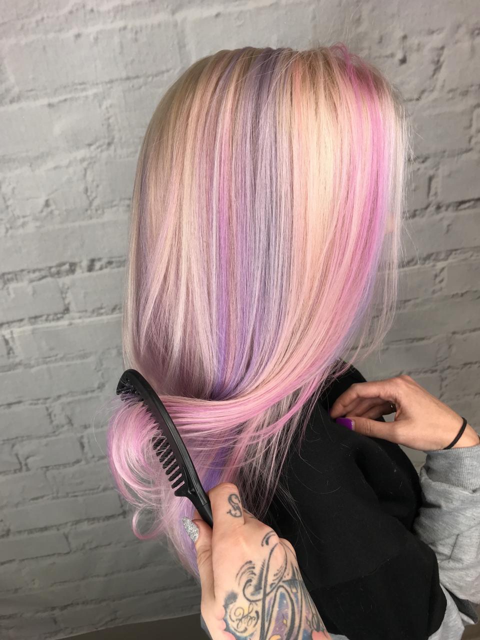 Jordan Glindmyer, a hairstylist based in Scotia, NY, recently colored one of her clients' hair pastel pink and lilac, dubbing the look "pink cloud" hair.