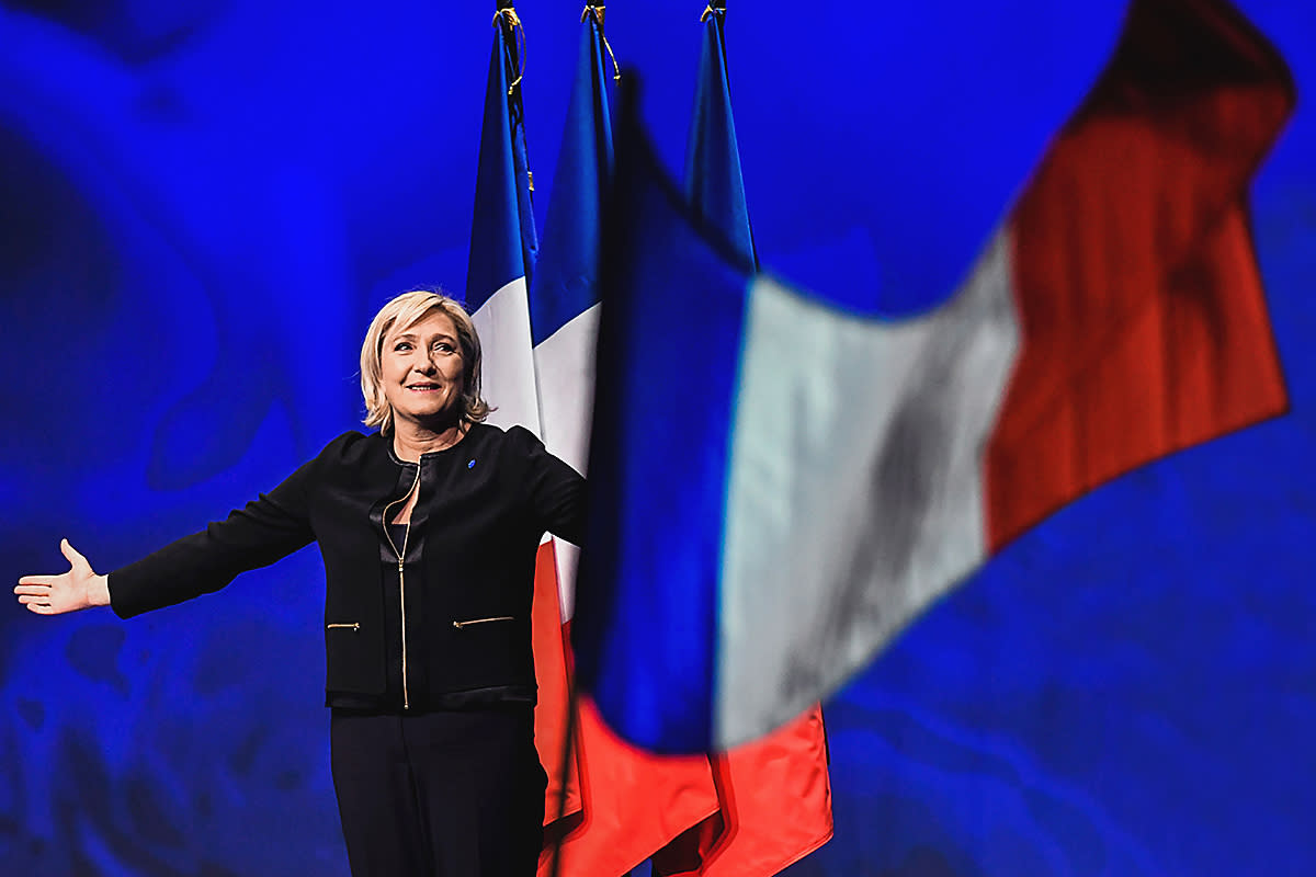 Head of the French far-right party Front national (FN) and presidential candidate Marine Le Pen: Getty