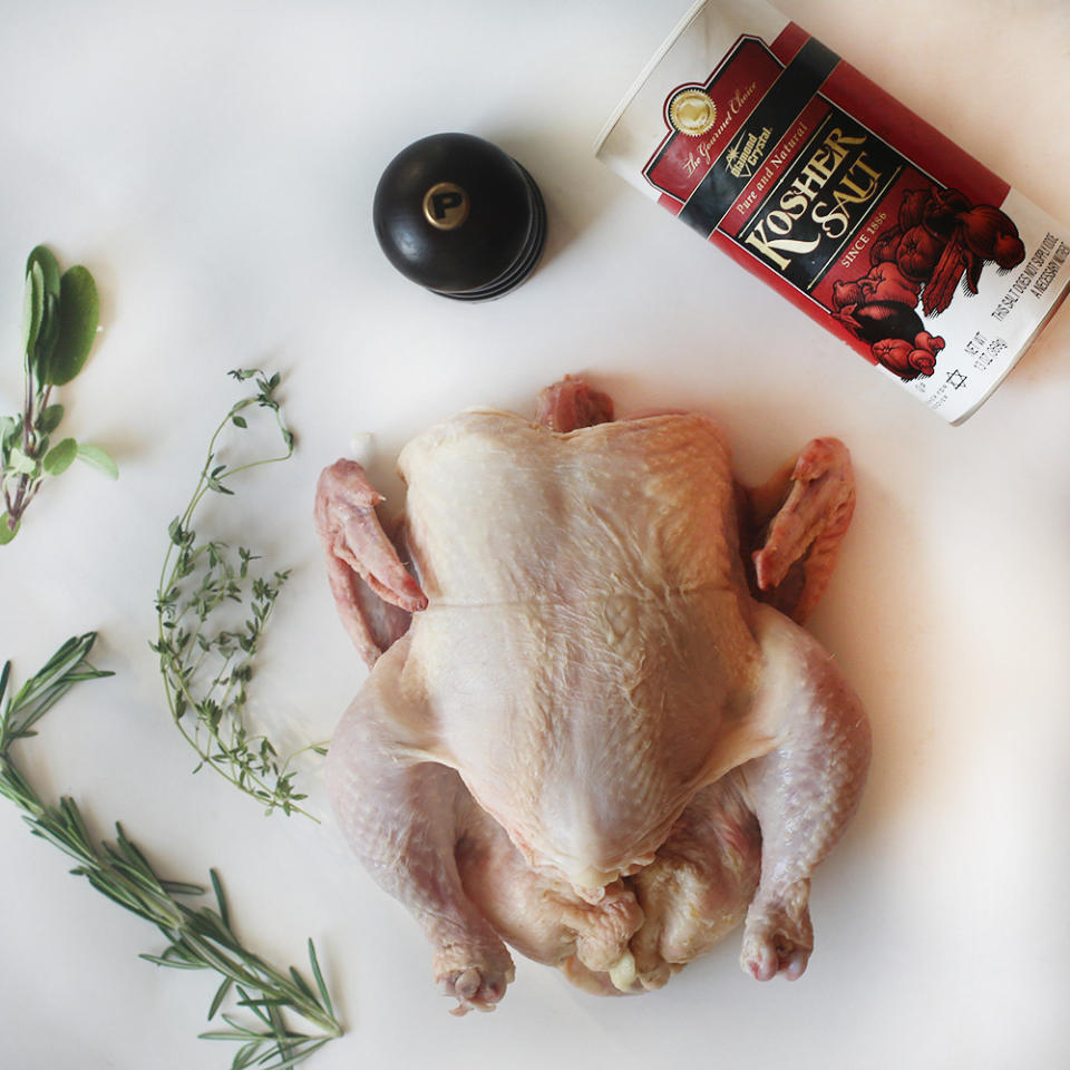 Ingredients for whole roast chicken.