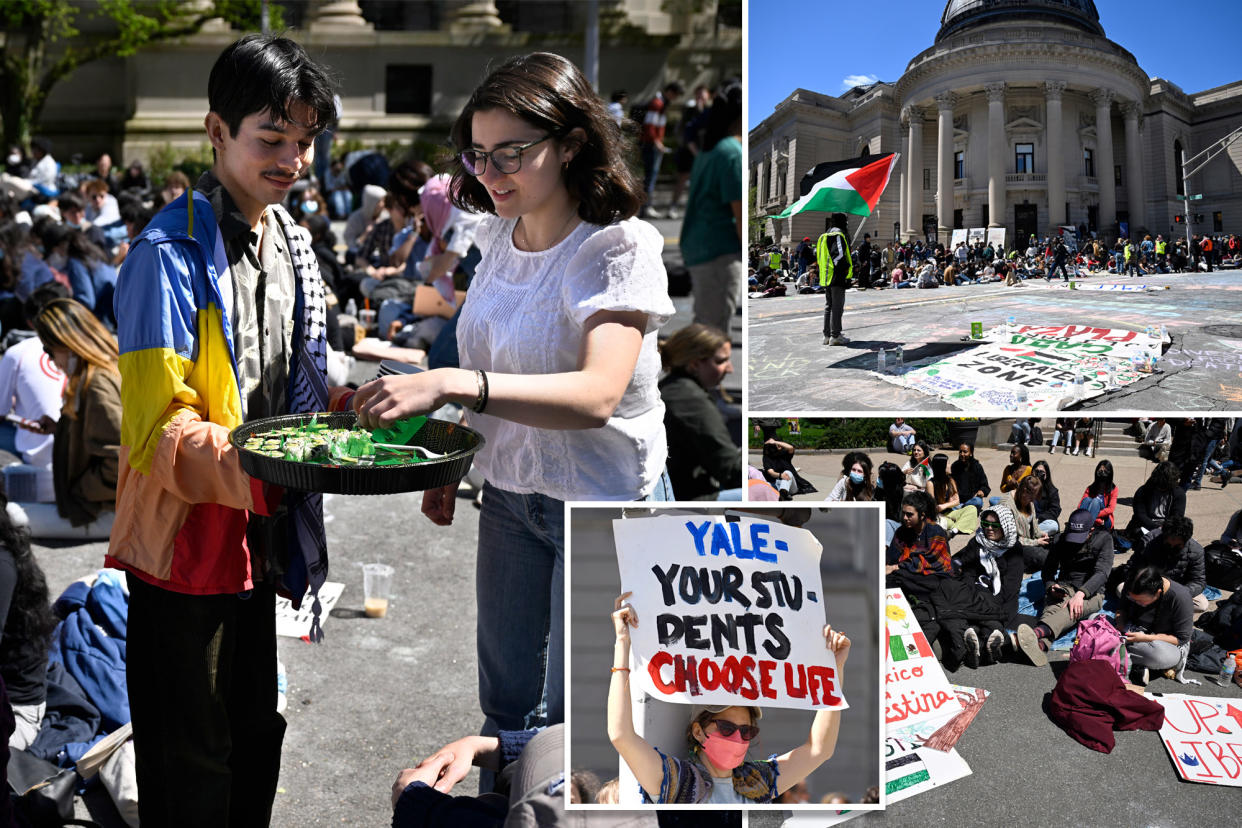 Radical anti-Israel protesters at Yale University were spotted munching fresh sushi Monday while supposedly engaged in a weeklong hunger strike at the elite Ivy League campus.