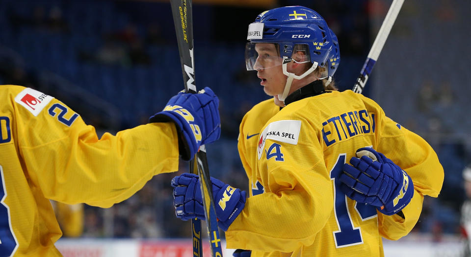 Elias Pettersson headlines an impressive group of Canucks prospects at the world juniors. (Getty)