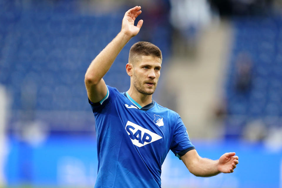 SINSHEIM, GERMANY - SEPTEMBER 27: Andrej Kramaric of TSG 1899 Hoffenheim reacts during the Bundesliga match between TSG Hoffenheim and FC Bayern Muenchen at PreZero-Arena on September 27, 2020 in Sinsheim, Germany. A limited number of fans have been let into the stadium as COVID-19 precautions ease in Germany. (Photo by Christian Kaspar-Bartke/Getty Images)