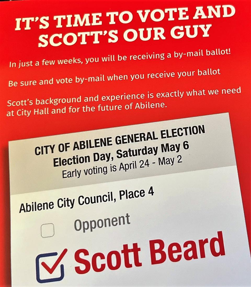 A mailer sent by the Scott Beard campaign this week states information about mail-in ballots that has confused Abilene voters.