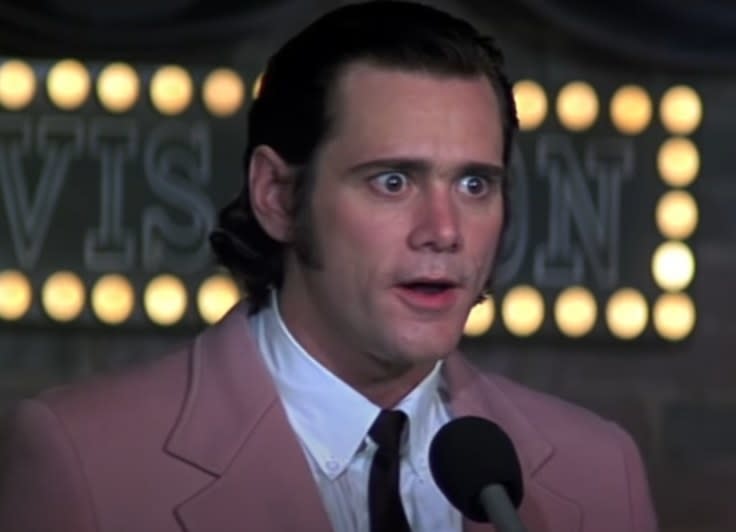 Jim Carrey as Andy Kaufman doing stand up