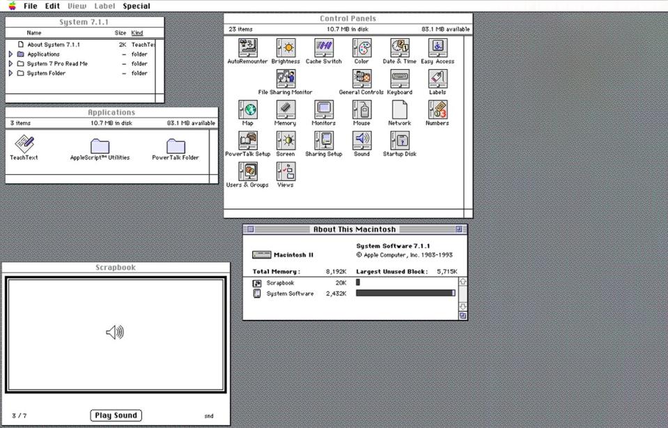 The System 7.1.1 desktop.