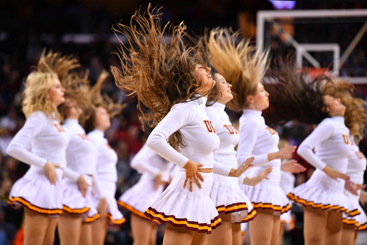 An extensive Los Angeles Times report Thursday shone light on the allegedly toxic culture among the USC Song Girls, perpetrated by former coach Lori Nelson. (Photo by Brian Rothmuller/Icon Sportswire via Getty Images)