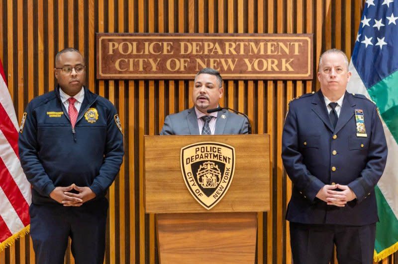 A 15-year-old suspect is now in custody in New York City in relation to a shooting incident in Times Square earlier in the week, NYPD Commissioner Edward Caban (C) confirmed Friday at a press conference. Photo courtesy of the New York Police Department