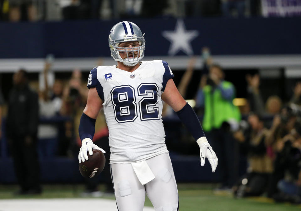 Dallas Cowboys tight end Jason Witten ranked fourth all-time in career receptions upon his retirement. (AP)