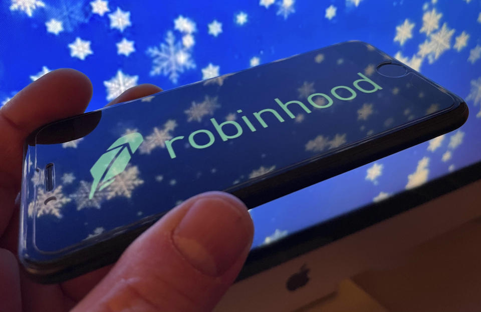 Photo by: STRF/STAR MAX/IPx 2021 1/28/21 Lawmakers from AOC to Ted Cruz expressed their anger at Robinhood after the online trading company suspended trading on GameStop. STAR MAX Photo: robinhood and GameStop logos photographed off Apple devices.