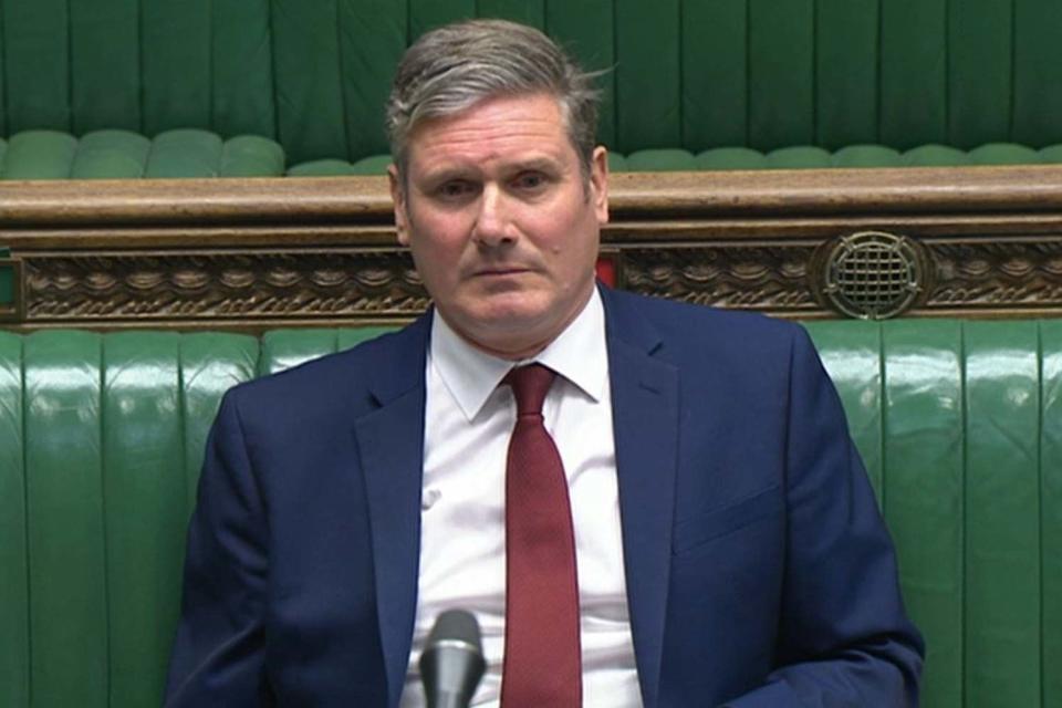 Labour leader Sir Keir Starmer reacts during Prime Minister's Questions: PA