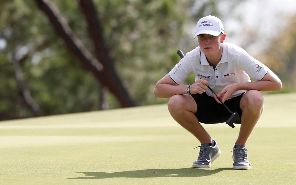 Ben Schmidt lines up a putt during the opening round of the Justin Rose Telegraph Junior Golf Championship at Quinta do Lago Golf Club on Wednesday - 2019 Getty Images