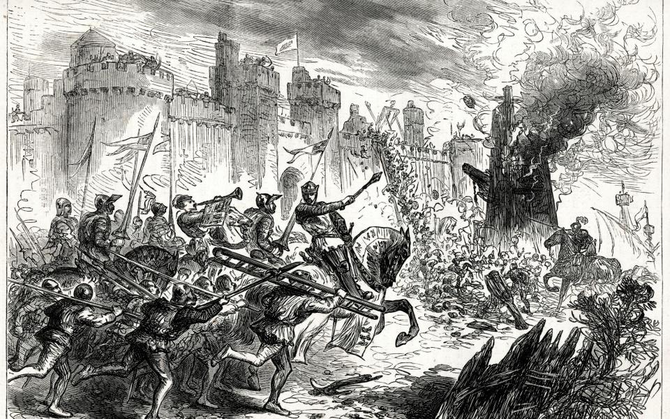 King Edward I in action during the siege of Berwick